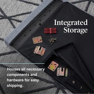 Lucid Mid-Rise Upholstered Headboard - Diamond Tufted - Padded Polyester - Adjustable Height from 34” to 46” - Easy Assembly - Bed Frame or Wall Mount - Sturdy - Charcoal - Queen Size - Image 4