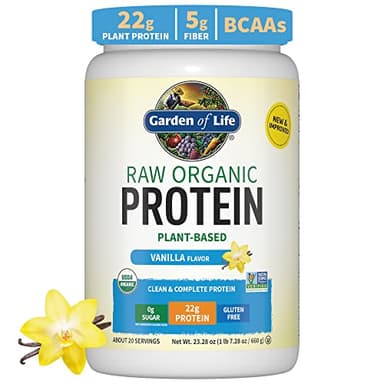 Garden of Life Protein Powder, Vegan Protein Powder, BCAA, Probiotics & Digestive Enzymes, Gluten & Lactose Free, Vanilla, 1.5 LB - Image 1