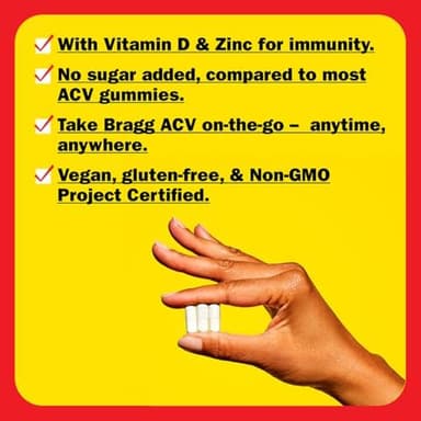 Bragg Apple Cider Vinegar Capsules with Vitamin D and Zinc - 90 Capsules - Supports The Immune System - Image 4