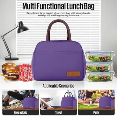 douyadady Lunch Bag Women/Men Lunch Box Women/Men (Dark purple) - Image 3