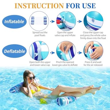Pool Floats Adult - 2 Pack Inflatable Pool Floats Hammock, Multi-Purpose 4-in-1Pool Floats for Adults, Swimming Pool Water Hammock Lounge - Image 6