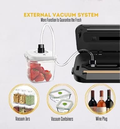 MEGAWISE Model B 2025 Vacuum Sealer | Powerful & Compact | One-Touch Automatic Food Sealer for Cold, Wet, Moist, and Dry Foods | Compatible with Thick, Medium, and Thin Bags | OMNI MACHINE (Black) - Image 6