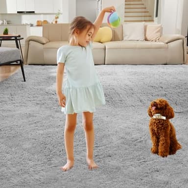 Ultra Soft Rug for Living Room, 8X10 Light Grey Fluffy Shag Area Rug for Bedroom, Modern Shaggy Carpets Fuzzy Rug for Teens Dorm Nursery Home Decor Aesthetic, Upgrade Anti-Skid Durable - Image 7