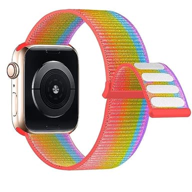 Bifeiyo Compatible with Apple Watch Bands Women Men 46MM 45MM 44MM 42MM 41MM 40MM 38MM,Nylon Sport Loop Strap for iWatch Series 10 9 8 7 6 5 4 3 2 1 SE Ultra(38/40/41/S10-42mm,Rainbow) - Image 2
