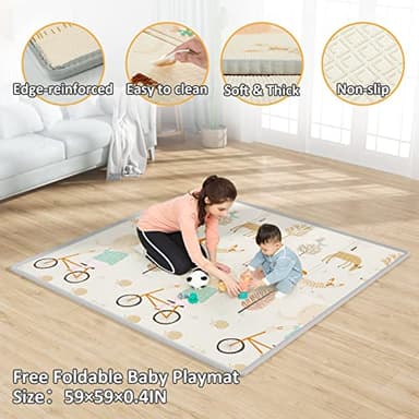 Mloong Baby Playpen with Mat, 59x59 Inches Extra Large Playpen for Babies and Toddlers, Indoor & Outdoor Activity Center, Safety Baby Fence - Image 3
