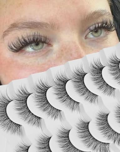 False Eyelashes Fluffy False Lashes Wispy Natural Lashes 3D Faux Mink Lashes 7 Pairs Jiocolor Volume Eye Lashes DJ-20 - Image 1