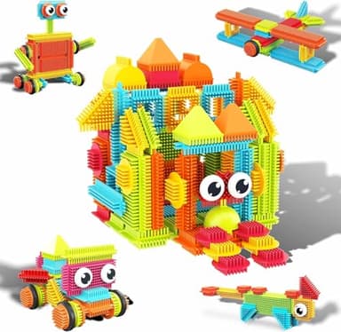 PicassoTiles 120pcs Hedgehog Interlocking Building Blocks Tiles Construction Toy Set Learning Playset STEAM Development Preschool Kindergarten Toy for Kids Age3+ PTB120 - Image 1