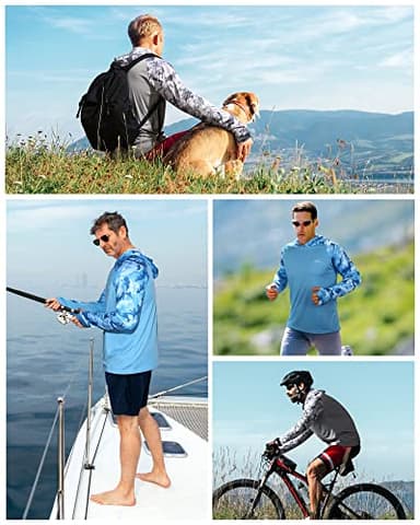 FISHEAL Men's Performance Fishing Hoodie Shirt with Thumbholes - UPF 50 Sun Protection Camo Long Sleeve Shirts Quick-Dry - Image 5
