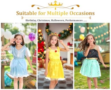 LIMIROLER 18 Pcs Princess Dress Up Clothes for Little Girl Role Play Costume Gift Set, Princess Dress Up Toys for Toddler Girls, Birthday Christmas Party Gifts for Girls Aged 3-6 Years Old - Image 4