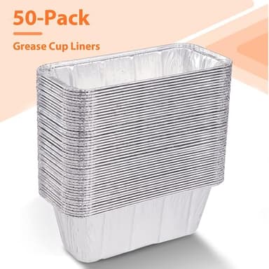 Whaleme 50-Pack 5017 Griddle Grease Cup Liners Aluminum Foil Drip Pan Grease Catcher Cup Liner for Griddle 17, 22, 28, 36 Inch Griddle, Disposable Grill Grease Trays - Image 7