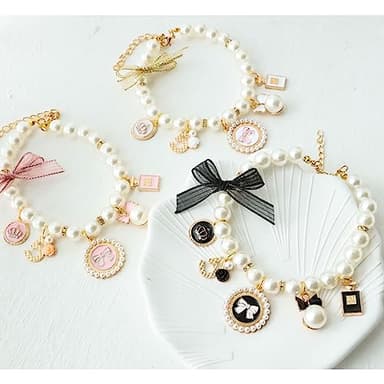 YEZILUU Fashion pet Necklace cat Collar,Cat Pearl Collar, Kitty Puppy Bell Necklace, Cute Personalized pet Gifts for cat Lovers (M, Pink) - Image 6