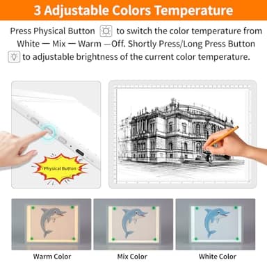 TOHETO Rechargeable A4 Light Pad for Diamond Painting, Ultra Bright Tracing Light Box for Drawing, Wireless Lightbox for Tracing and Drawing, Cordless Diamond Art Light Board for Sketching (White) - Image 4