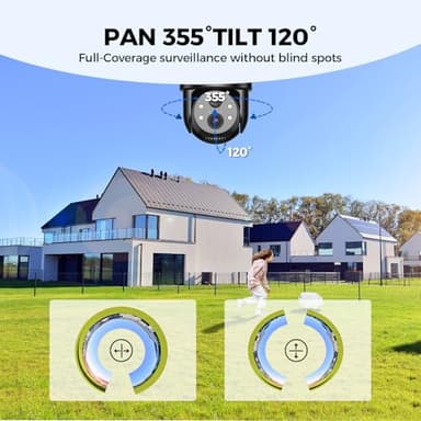 LITYMOL Solar Security Cameras Wireless Outdoor, 2K 360° View Cameras for Home Security, Color Night Vision, AI & PIR Motion Detection, 2-Way Audio, Spotlight Siren Alarm, IP65, SD/Cloud Storage - Image 8