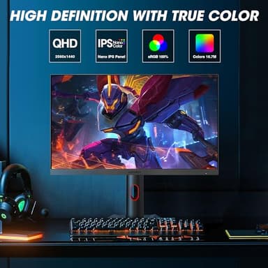 KOORUI Gaming Monitor, QHD 24" Nano IPS Display, 1440P 165Hz Computer Monitor, 1ms 2K PC Screen, 100% sRGB, Adaptive Sync, Height/Tilt/Pivot Adjustment, HDMI, DisplayPort, GP01 - Image 6