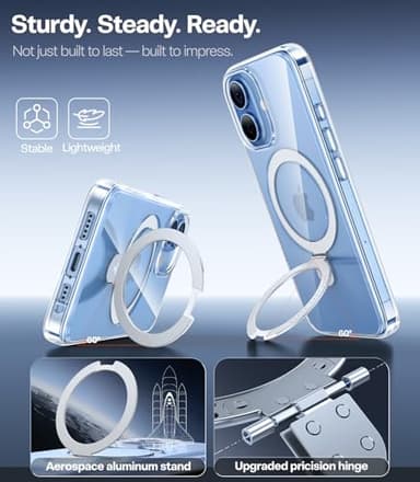TORRAS Ostand Magnetic for iPhone 17 Case Clear, Fit for MagSafe, 3X Military Drop Protection, Camera Control, Slim Phone Case for iPhone 17 with Kickstand, Soft Edge, Anti Yellowing Cover 6.3", Clear - Image 8