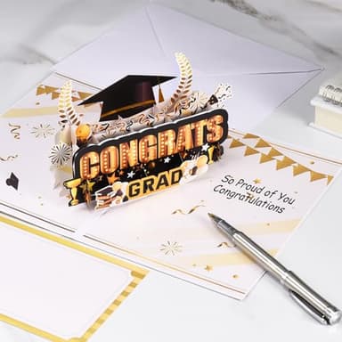 VIVIKEN Graduation Cards, Pop Up Congrats Grad 2025 Greeting Card with Lights & Music, Congratulations Graduation Gifts for 2025 High School College University Graduates - Image 3