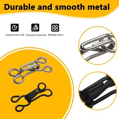 72 Pairs Hook and Eye Sewing Kit – Black and Silver Bra Hooks Replacement in Multiple Sizes, Ideal for DIY Clothing Repairs, Underwear Alteration, and Home Sewing, with Storage Box - Image 4