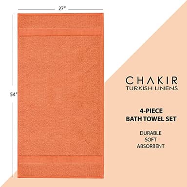 Chakir Turkish Linens | Hotel & Spa Quality 100% Cotton Premium Turkish Towels | Soft & Absorbent (4-Piece Bath Towels, Coral) - Image 6