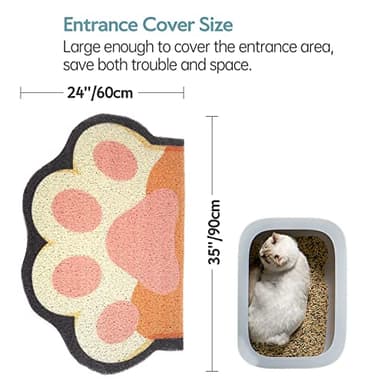 Rarenut Cute Cat Litter Mat 35”x24”, Litter Box Mat, Litter Trapping Mat, Soft on Kitty Paws, Easy Clean, Anti Slip, Pet Accessories, Door Floor mats - White Pink90*60 - Image 3