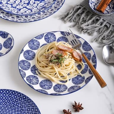 Selamica Ceramic Dinnerware Sets for 6, 24 Piece Plates and Bowls Sets, Highly Chip and Crack Resistant Dishes Set-Dishwasher & Microwave & Oven Safe, Vintage Blue - Image 5
