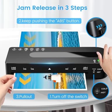 Laminator Machine, A4 Laminators Hot & Cold with 20 Laminating Sheets and Trimmer, 9 Inch Laminating Machine for Office, School, Business and Home - Image 6