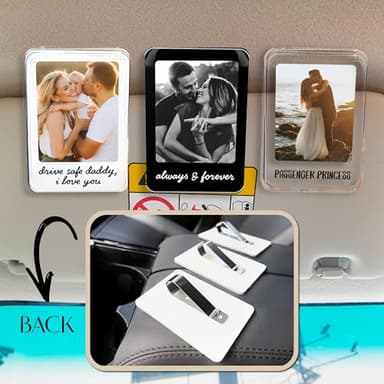 Personalized Car Visor Photo Clip – Custom Acrylic Picture Holder with Text, Gift for Dad, Mom, Husband, Wife, or Girlfriend – Drive Safe Car Accessory for Birthday & Christmas - Image 5