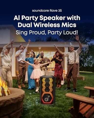 soundcore Rave 3S AI Party Speaker with 2 Wireless Microphones, 200W Sound, AI Vocal Removal, Reverb, Light Show, 12H Playtime, Portable Bluetooth PA System for Home, Party, or Backyard - Image 4
