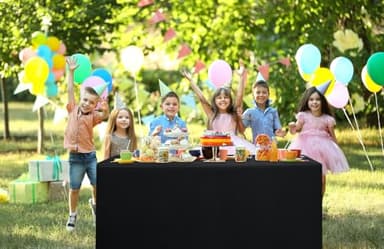 homing 2 Packs Rectangle Fitted Tablecloth, Washable Fabric Table Cloth for 6 Foot Tables, Water Resistant Table Cover for Party, Trade Show, Outdoor and Indoor (Black, 30" x 72") - Image 2