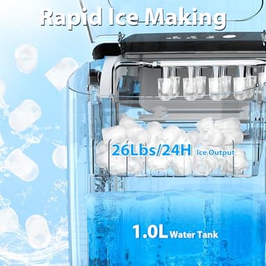 Antarctic Star Countertop Ice Maker,Portable Ice Makers with Self-Cleaning, Bullet Ice Machine, 26Lbs/24H, 9 Ice Cubes Ready in 6 Mins for Kitchen Bar Party RV, Black - Image 5