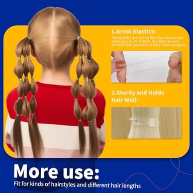 Teenitor Clear Elastic Hair Bands, 2000pcs Mini Hair Rubber Bands, Hair Ties, Soft Hair Elastics Ties, 2mm in Width and 30mm in Length - Image 4