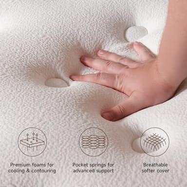 HIRELIX 12 Inch Queen Hybrid Mattress, Cooling Gel Memory Foam & Zoned Pocket Coils, Pressure Relief, Motion Isolation, Breathable Bed in a Box, CertiPUR-US Certified - Image 2