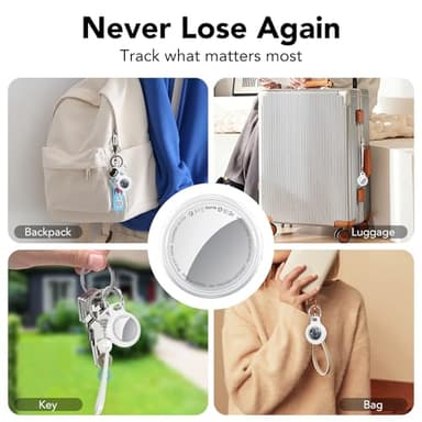 Tracker Tags (White) 4-Pack, Bluetooth Tracker Work with Apple Find My (iOS Only), Key Finder and Item Locator Smart Tag with Protective Case/Key Ring/Lanyard, Tracker Tag for Keys/Luggage/Wallet - Image 8