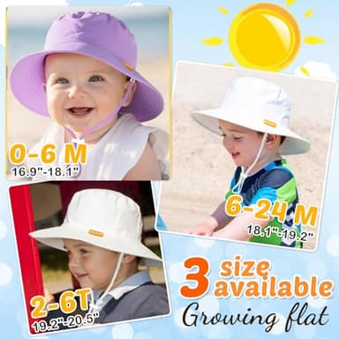 Baby Sun Hat Kids Summer UPF 50+ Toddler Bucket Hat Wide Brim Adjustable Beach Hats for Boys Girls Age 0-6 Years - Image 7