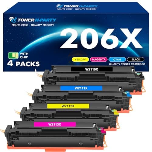 206X 206A Toner Cartridges 4 Pack High Yield M283fdw N283cdw Set Compatible Replacement for HP 206X 206A Color Laserjet Pro MFP M283cdw M255dw M283 Printer Ink (with Chip, Black Cyan Yellow Magenta) - Image 1