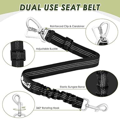 SlowTon Dog Seat Belt Harness for Car, Dog Car Harness Adjustable Mesh Breathable & Dog Seatbelt Safety Tether with Elastic Bungee for Small Medium Large Pets(Fuchsia, Double Clip, M) - Image 3