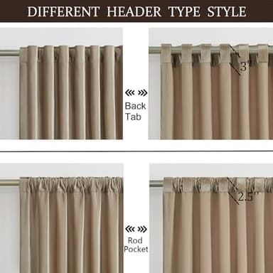 100% Full Blackout Champagne Beige Velvet Curtains 108 inch Long for Living Room,Set of 2 Liner Rod Pocket Back Tab Thermal Window Curtains Room Darkening Heavy Decorative Curtains Drapes for Bedroom - Image 2