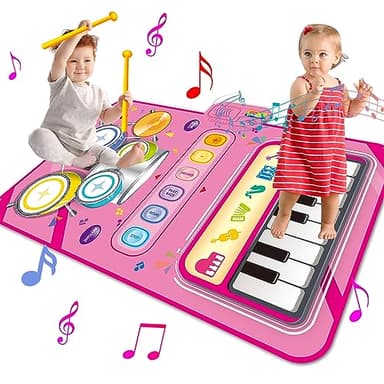 Toys for 1 Year Old Girl Gifts,2 in 1 Piano Mat Montessori Toys for 1 2 Year Old Girl,Educational Musical Toy First Birthday Gifts for 1 2 3 Year Old Girls,Christmas Stocking Stuffers for Toddler Girl - Image 1