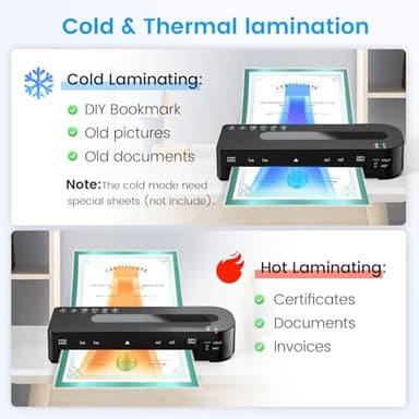 Laminator Machine, A4 Laminators Hot & Cold with 20 Laminating Sheets and Trimmer, 9 Inch Laminating Machine for Office, School, Business and Home - Image 4