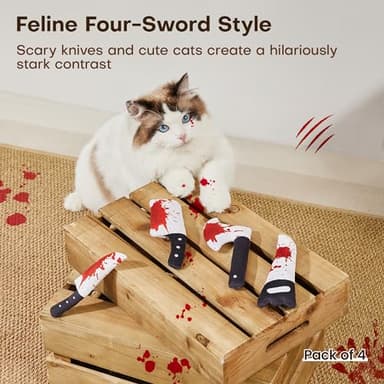 Potaroma 4Pcs Cat Toys, Horror Knife-Shaped Kitten Catnip Crinkly Sound Toys, Indoor Exercise for All Cat Breeds 6.5 Inches - Image 6