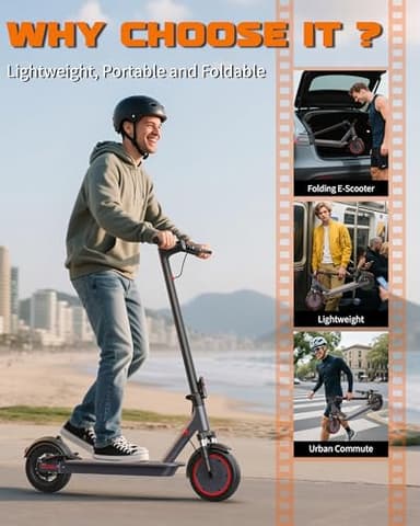 10 Inches Electric Scooter Adult with Dual Suspension, 22 MPH Top Speed, 500W Powerful Motor, 22/28 Miles Long Range, Dual Braking - Image 8
