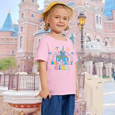 Birthday Girl Shirt Magical Castle Tshirt Birthday Shirts for Kids Funny Birthday Party Gift Tees Cute Graphic Tops A-Pink - Image 4