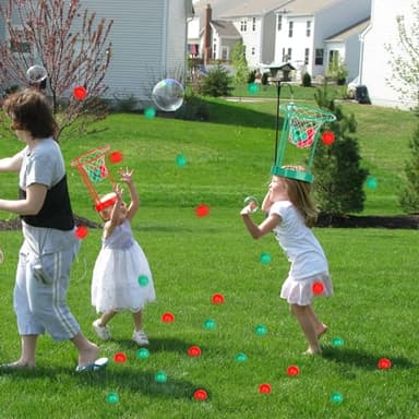 2 Pack Head Hoop Basketball Party Game for Kids and Adults Carnival Game Adjustable Basket Net Headband with 20 Balls for Carnival Party Birthday Party Family Indoor Outdoor Game (Red + Green) - Image 9