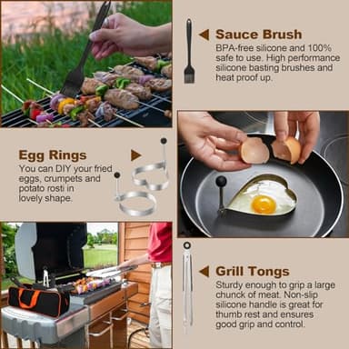 14PCS Griddle Accessories Kit, Flat Top Grill Accessories Set for Blackstone and Camp Chef, Grill Spatula Set with Enlarged Spatulas, Scraper for Outdoor Barbecue - Image 6