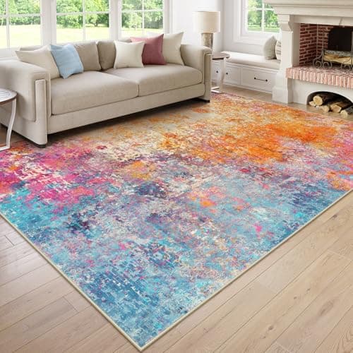 Lahome Modern Abstract Area Rugs 9x12 Living Room Rug Non Slip, Washable Colorful 9x12 Area Rug for Bedroom Girls Nursery, Soft Large Accent Carpet for Dining Room Table Office Home Decor - Image 1