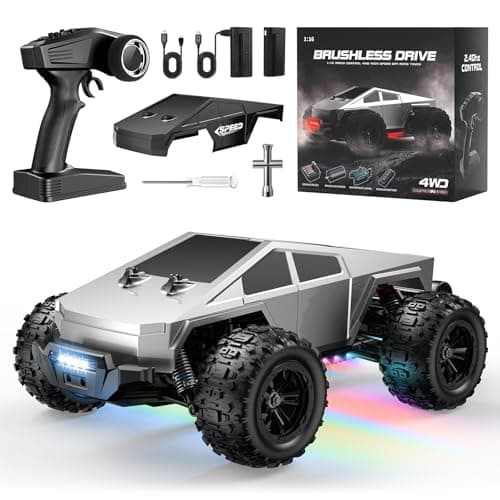 WayEee RC Car 1/16 Brushless Fast Cars Toys for Adults and Boys 8+, Max 35 mph High Speed 4X4 Truck, 2.4GHz Remote Control, 2 Replaceable PVC Shell, All Terrain Vehicle, Colorful LED Lights - Image 1
