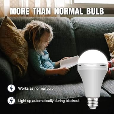 White Rechargeable Emergency 15W LED Light Bulb,Stay Lights Up When Power Failure,100W Equivalent,1500lm,White Light 6000K,E26/27 Base,2200mAh Lithium Battery (6Pack) - Image 6