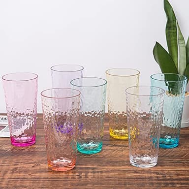 KX-WARE 26-ounce Acrylic Highball Glasses Plastic Tumbler Larger Drinking Glasses, set of 6 Multicolor - Image 5