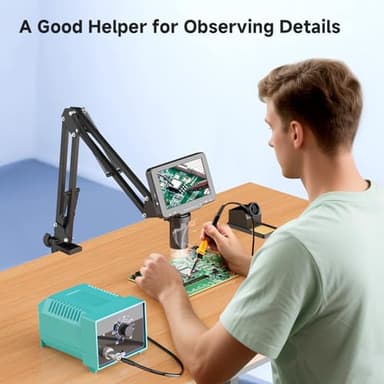 Aikokkl Digital Microscope 1000X 5 Screen, Professional Soldering Microscope Flex Stand, 1080P Type-C Electronics Repair, 8 LED Ring Light, 32GB SD - Image 7