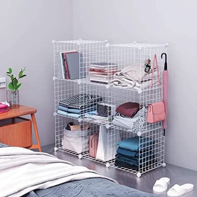 C&AHOME Wire Cube Storage, 8-Cube Organizer Metal C Grids Storage, Storage Bins Shelving, Modular Shelves, DIY Closet Cabinet Ideal for Living Room, Home, Office 24.8" L x 12.4" W x 48.4" H White - Image 5