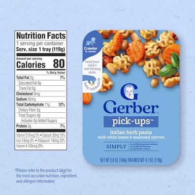Gerber Baby Food, Stage 3 Food for Babies, Toddlers, Baby Led Feeding, Finger Foods for Babies, Italian Herb Pasta, 6 Pack - Image 2